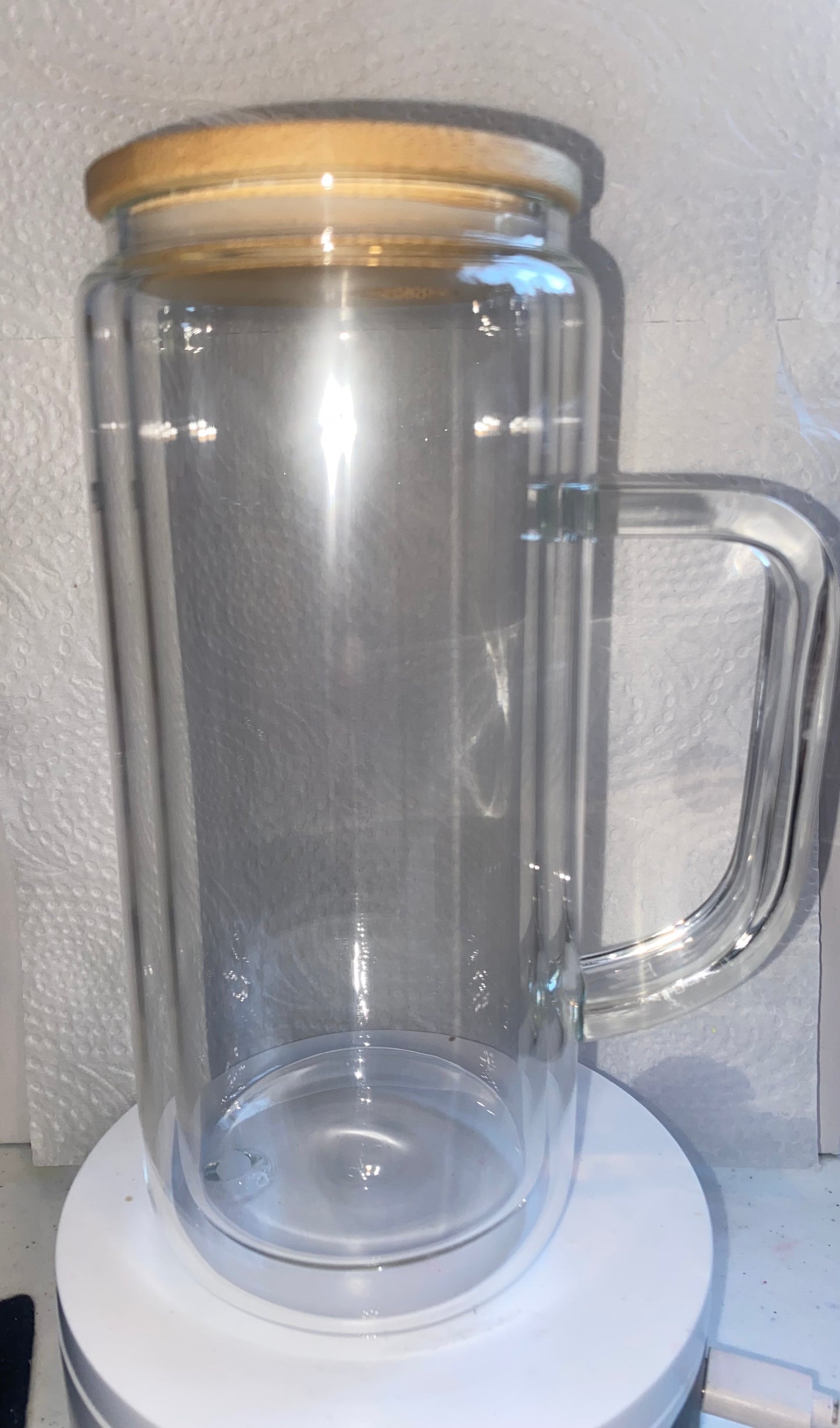 20oz glass snowglobe cup with handle